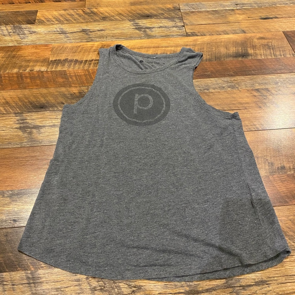 Gray pure barre logo tank top. Size medium